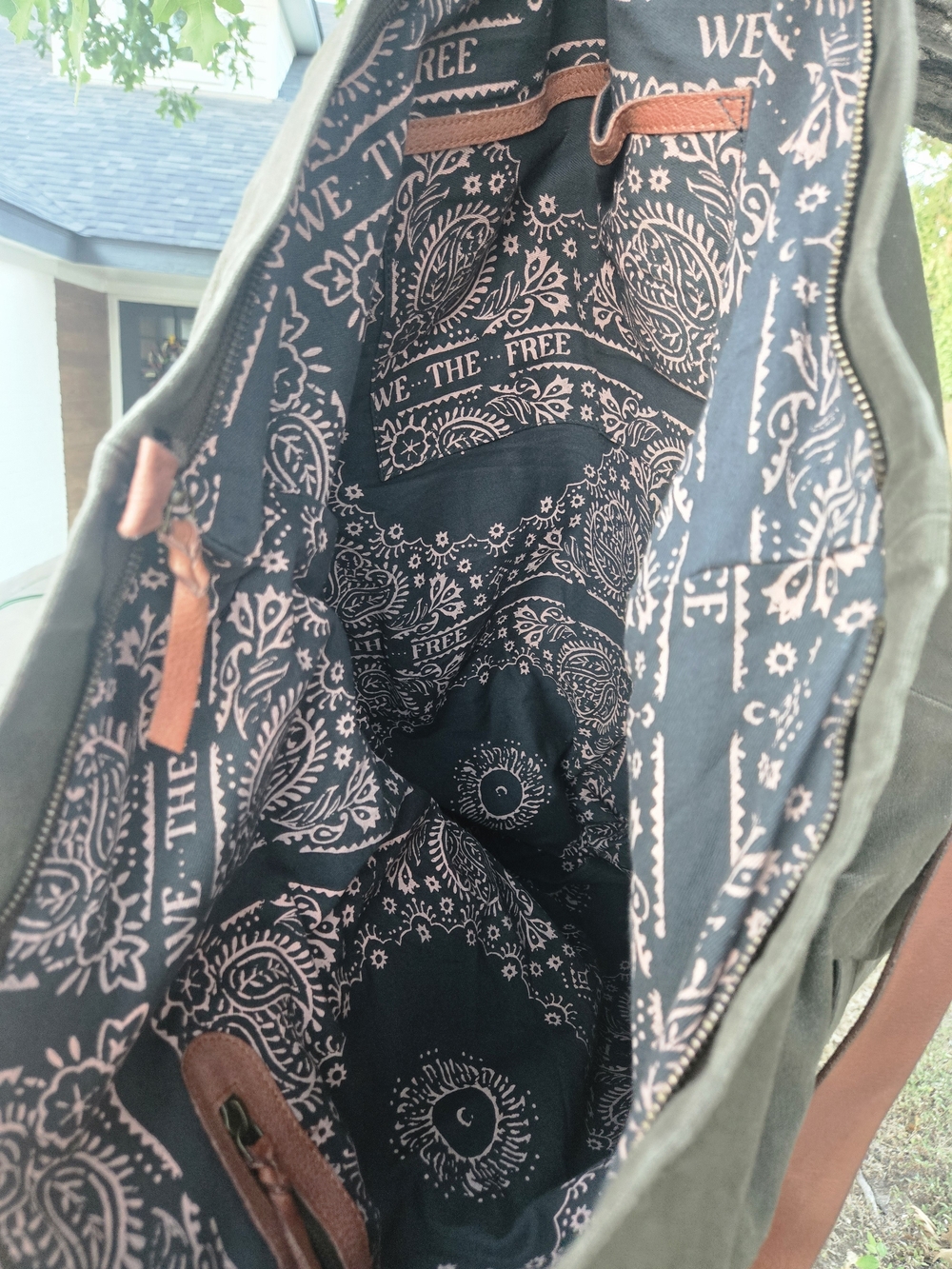 Free People We The Free Oversized Canvas Leather Backpack Tote NWT - Picture 7 of 11